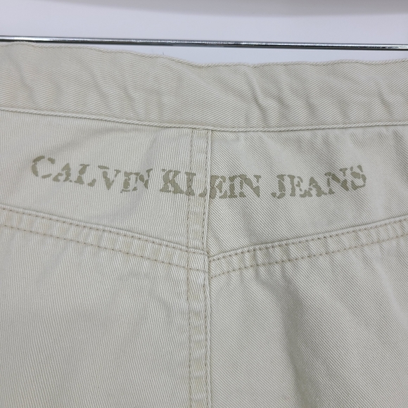 VTG Calvin Klein Jeans Tan Wide Leg Cargo Pants L - Picture 5 of 8